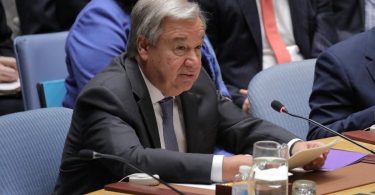Secretary General of the United Nations Antonio Guterres addresses the United Nations Security Council at the United Nations Headquarters in New York