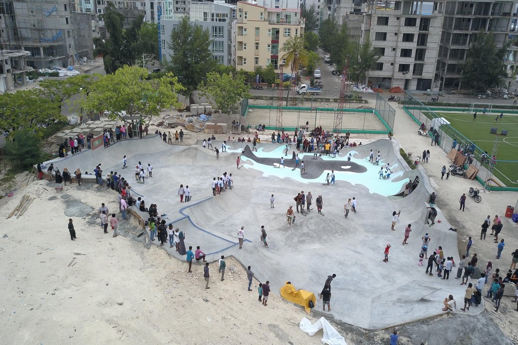 Aerial view of the completed skatepark © MOHAMED AHSAN