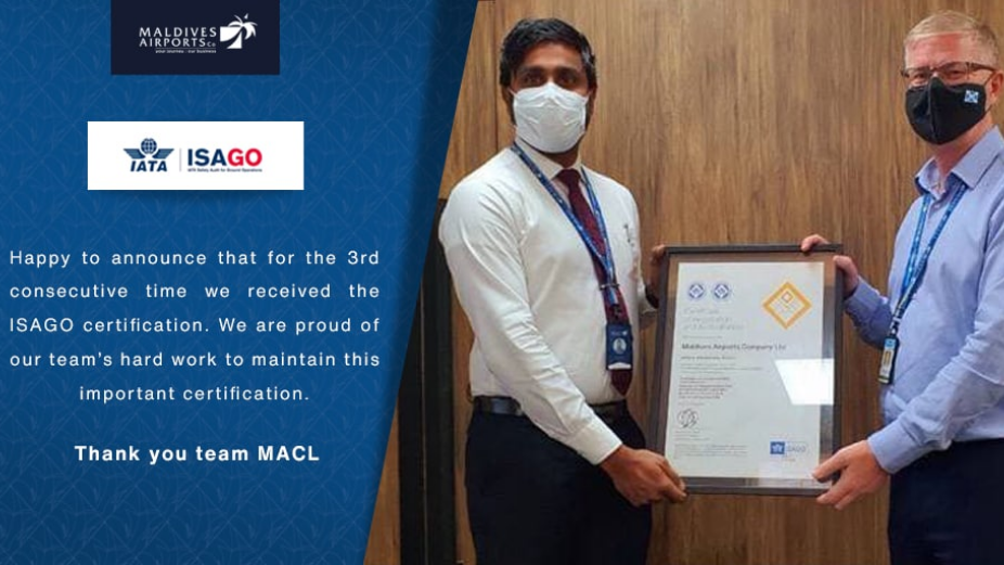 Maldives Airports Company Limited Attains ISAGO Certificate for Third Consecutive Time